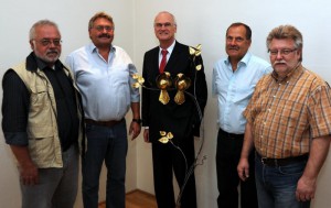 Foto: SPD Fraktionssprecher Dieter Ehle, Bürgermeister Hermann Lenz, Lothar Binding, SPD Vorsitzender Hans Jürgen Moser, Bernd Hauptfleisch